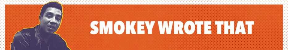 a clipped black and white photo of smokey robinson over an orange background with the words smokey wrote that a clipped black and white photo of smokey robinson over an orange background with the words smokey wrote that