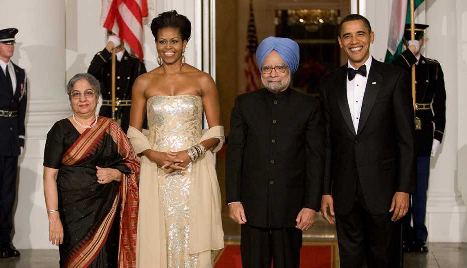 Michelle Obama at her first state dinner in 2009 Michelle Obama at her first state dinner in 2009