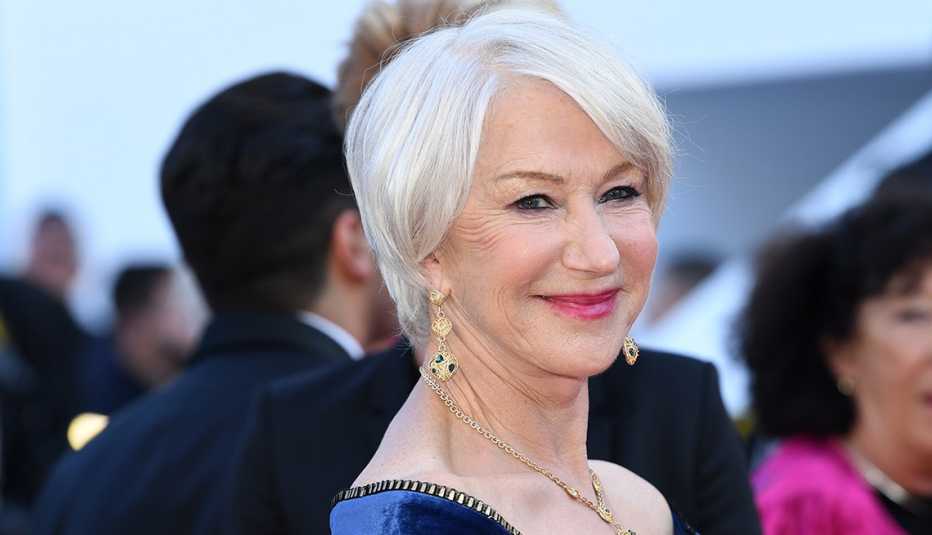 Helen Mirren with gray-ish hair.