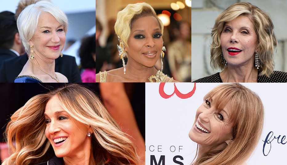 Various headshots of women with different color hair styles. 