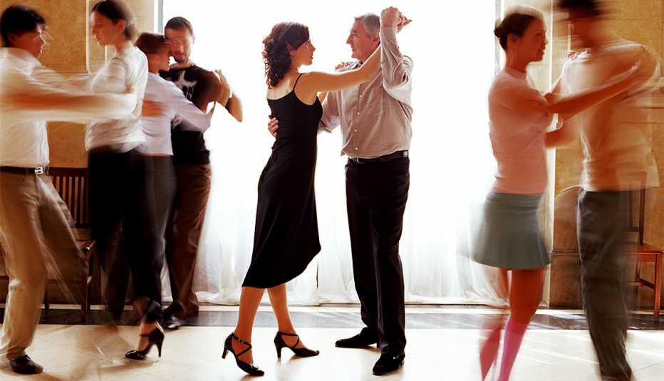 Couple learning to dance