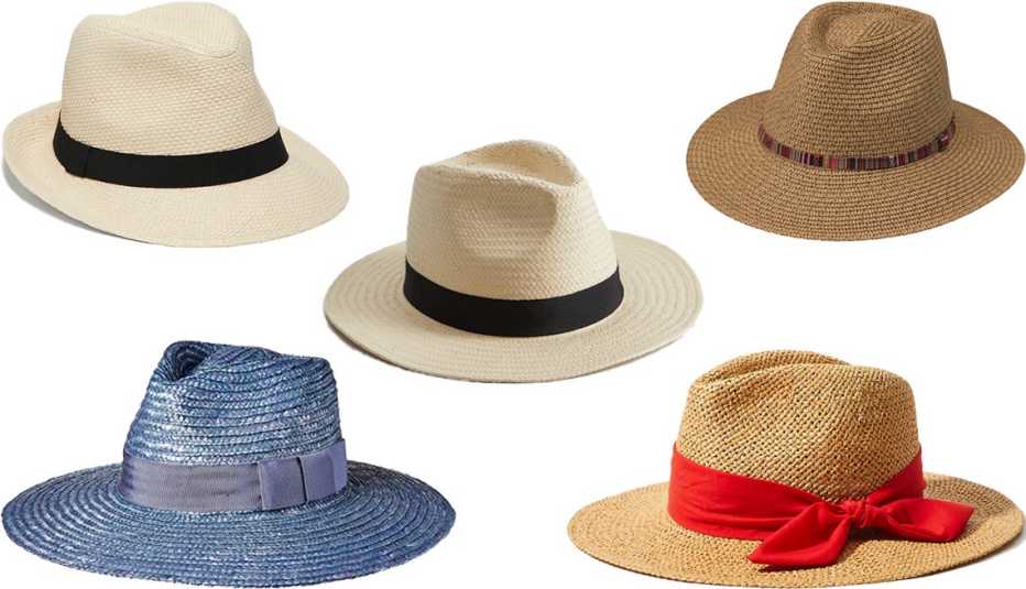Mango Straw Fedora Wallaroo Sedona in Camel Loft Bow Straw Fedora in Cayenne Pepper Brixton Joanna Hat in Blue Old Navy Straw Ribbon Trim Fedora for Men in Natural Straw Black Grosgrain