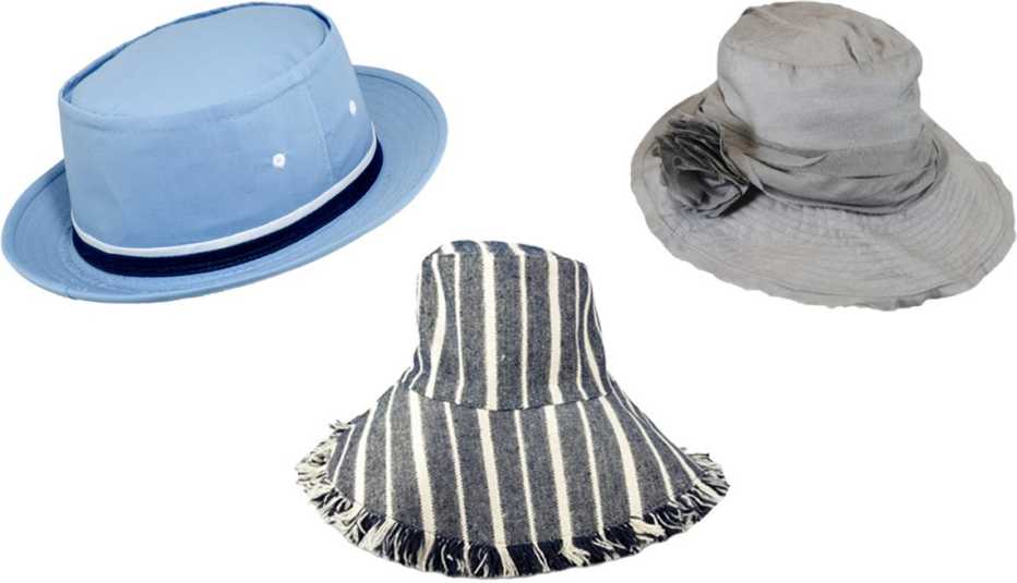 Dorfman Pacific Rollup Bucket Hat Jeanne Simmons Slanted Brim Hat Hat Attack New York Canvas Packable Hat in Navy Stripe