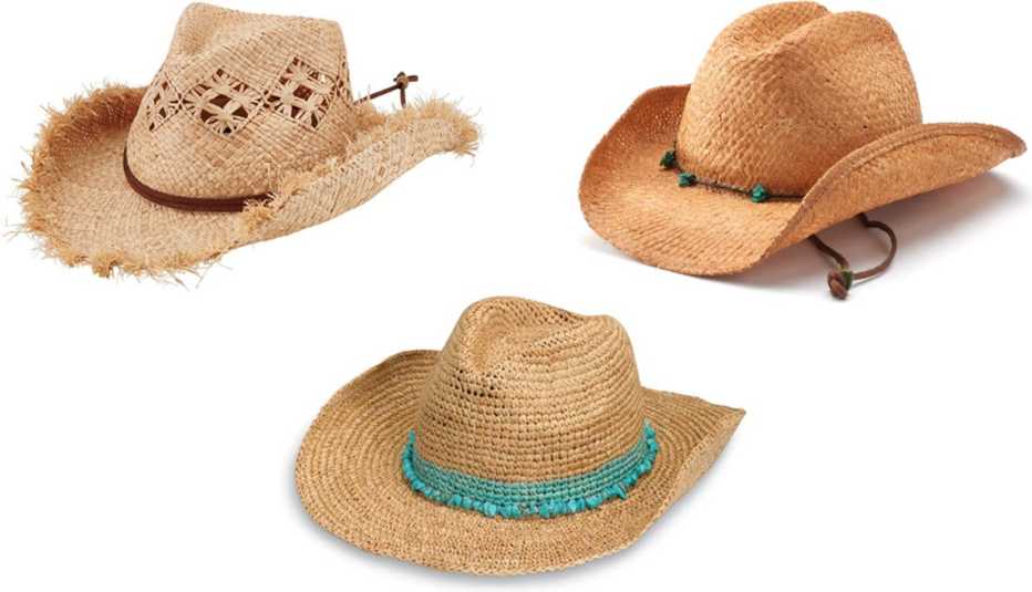 San Diego Hat Company Womens Raffia Cowboy style R H C 1076 Womens Scala Raffia Western Cowboy Hat with Chin Cord Wallaroo Tahiti Cowboy in Tahiti Cowboy Turquoise