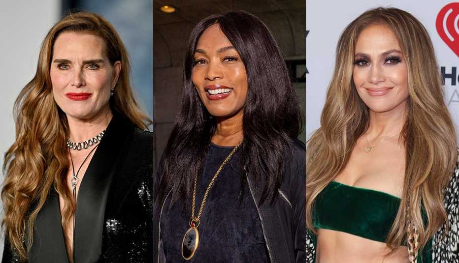 Brooke Shields, Angela Bassett and Jennifer Lopez close up of the hairstyles of brooke shields angela bassett and jennifer lopez
