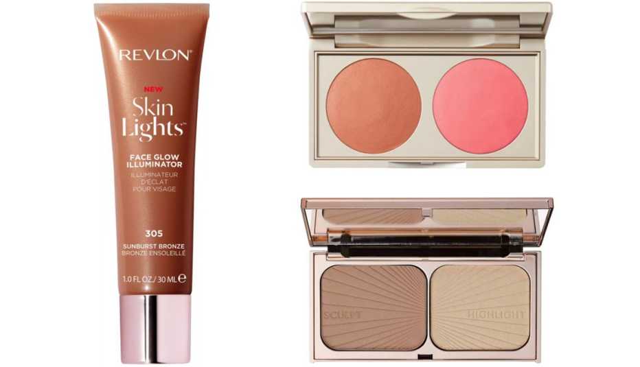 Revlon Skin Lights Face Glow Illuminator and Liquid Bronzer; Stila Putty Blush & Bronzer Duo; Charlotte Tilbury Filmstar Bronze & Glow Contour Duo