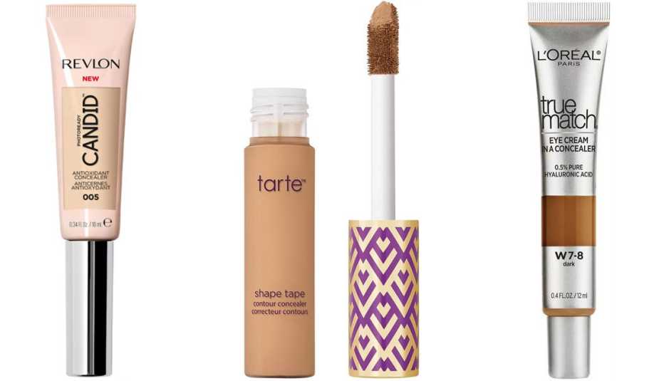 Revlon PhotoReady Candid Antioxidant Concealer; Tarte Shape Tape Concealer; L’Oreal Paris True Match Eye Cream In A Concealer with Hyaluronic Acid