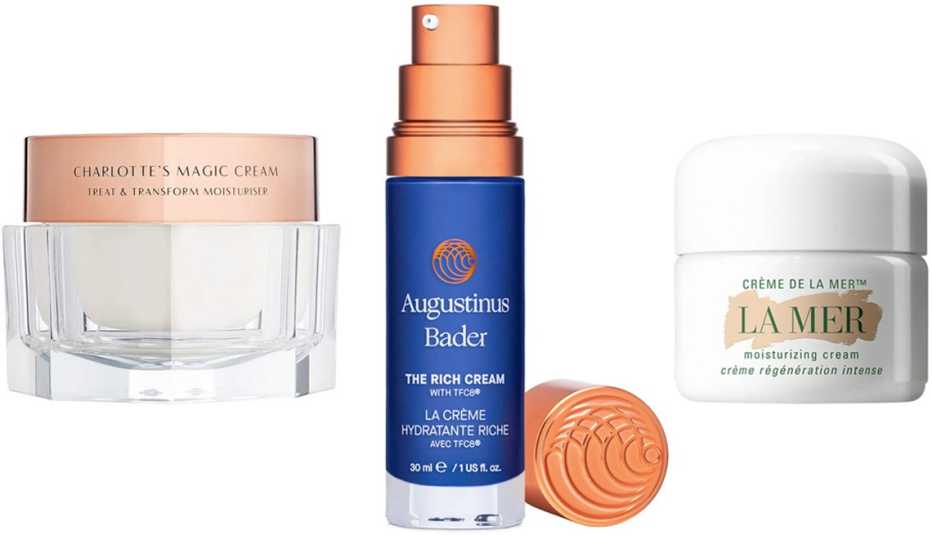 Charlotte Tilbury Charlotte's Magic Cream; Augustinus Bader The Rich Cream; Creme de la Mer Moisturizing Cream