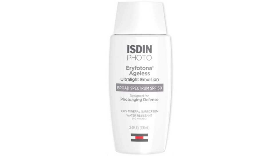 A bottle of ISDIN Eryfotona Ageless sunscreen