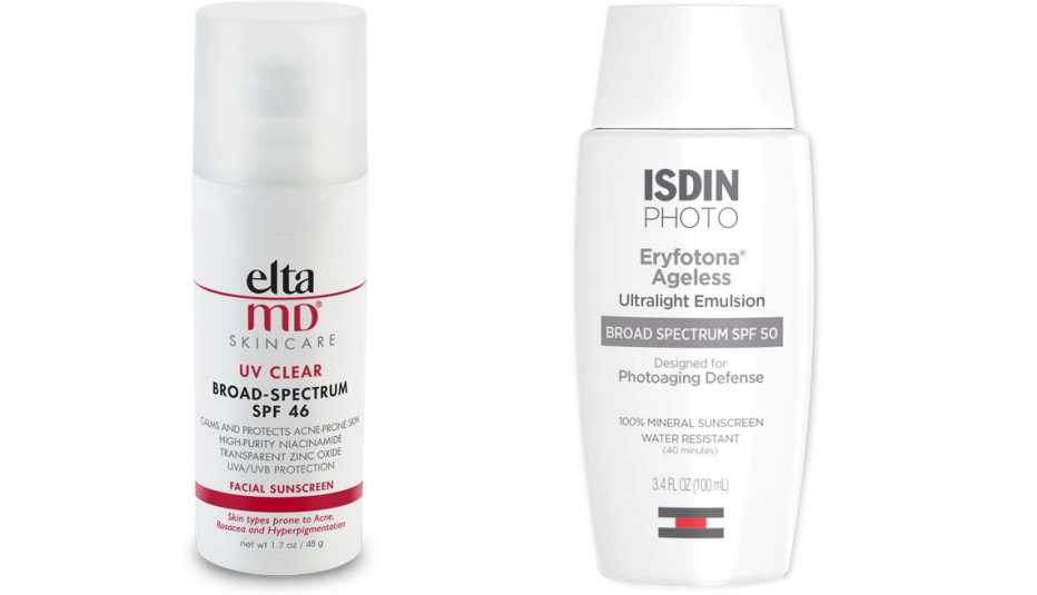 EltaMD UV Clear Broad-Spectrum SPF 46 and ISDIN Eryfotona Ageless