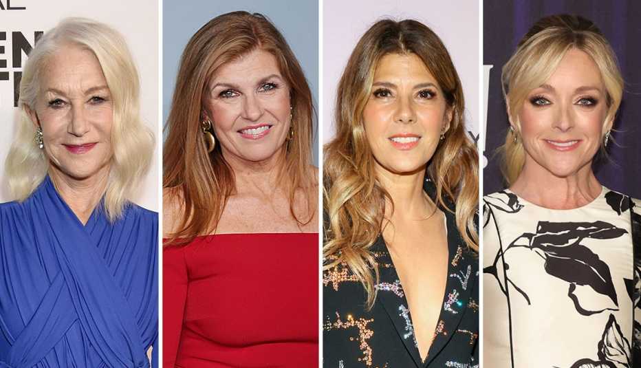 from left to right helen mirren then connie britton then marisa tomei then jane krakowski