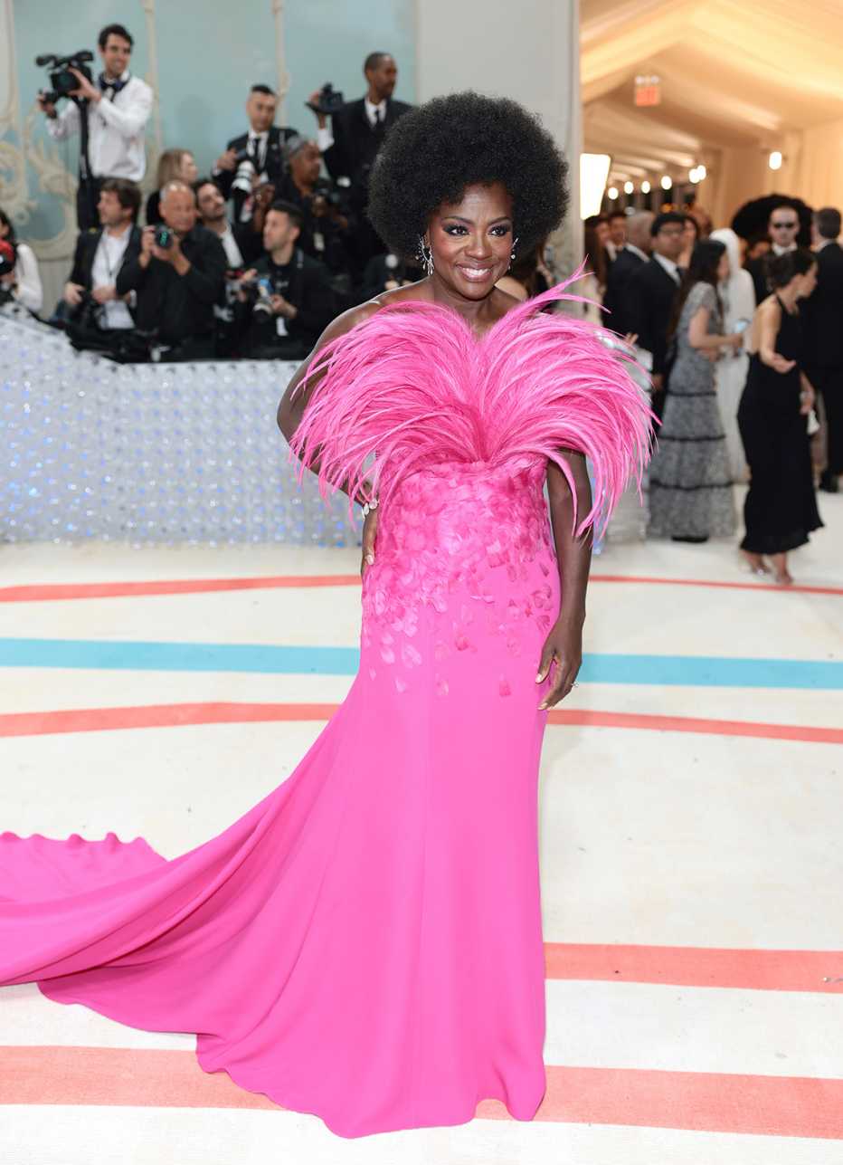 Viola Davis wearing a pink dress at The 2023 Met Gala held at The Metropolitan Museum of Art in New York City