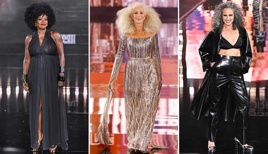 viola davis helen mirren and andie macdowell walk the runway at the le defile l'oreal paris walk your worth fashion show during paris fashion week
