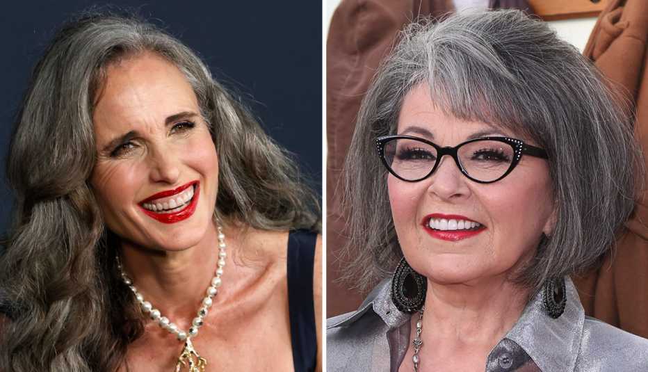 left andie macdowell right roseanne barr