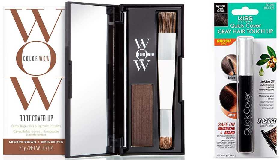 Color Wow Root Cover Up and Kiss Quick Cover Gray Hair Touch Up