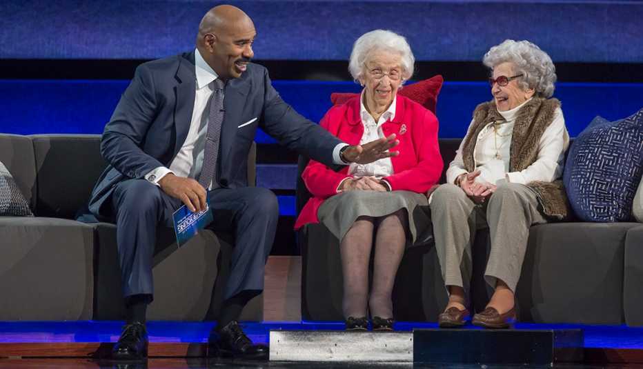 Little Big Shots: Forever Young host Steve Harvey with Gramma and Ginga Little Big Shots: Forever Young host Steve Harvey with Gramma and Ginga