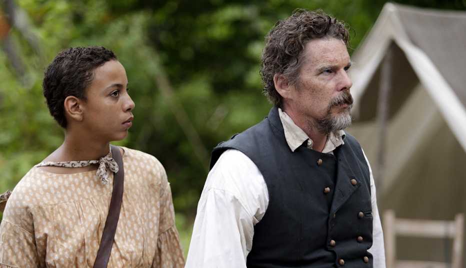 Joshua Caleb Johnson as Onion and Ethan Hawke as John Brown in The Good Lord Bird