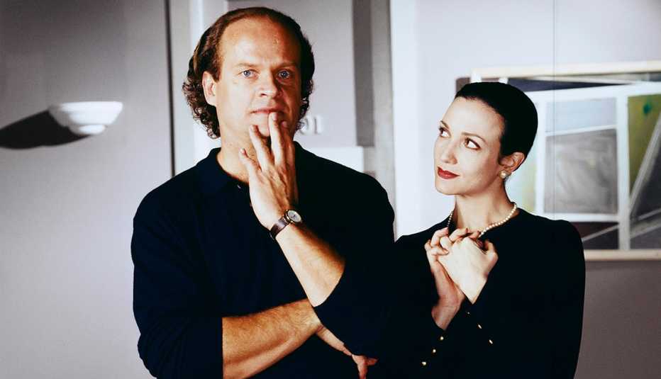 Kelsey Grammer as Frasier Crane and Bebe Neuwirth as Lilith Sternin on "Frasier." kelsey grammer as frasier crane and bebe neuwirth as lilith sternin on the original frasier series