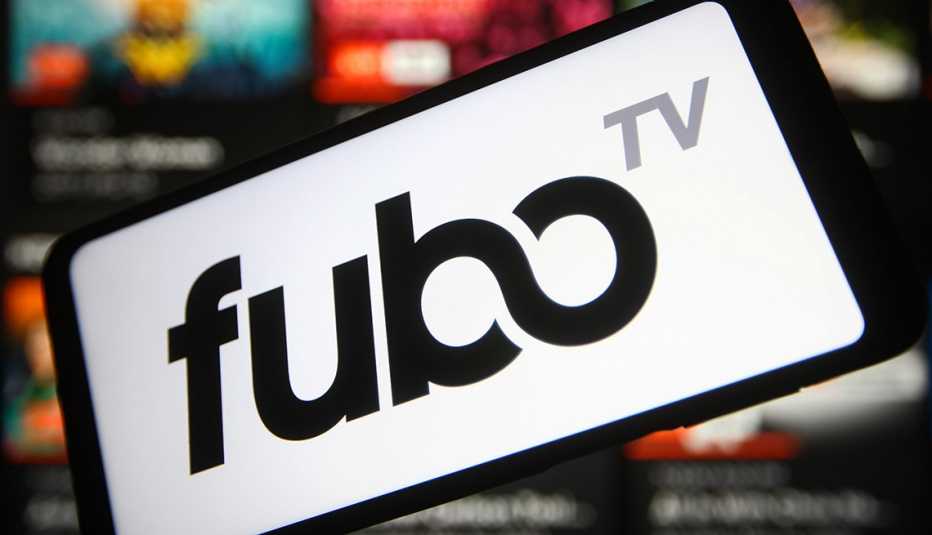 a fubotv logo displayed on a smartphone screen