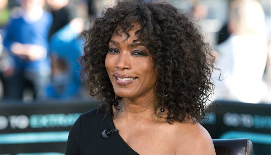 Angela Bassett during an interview on Extra