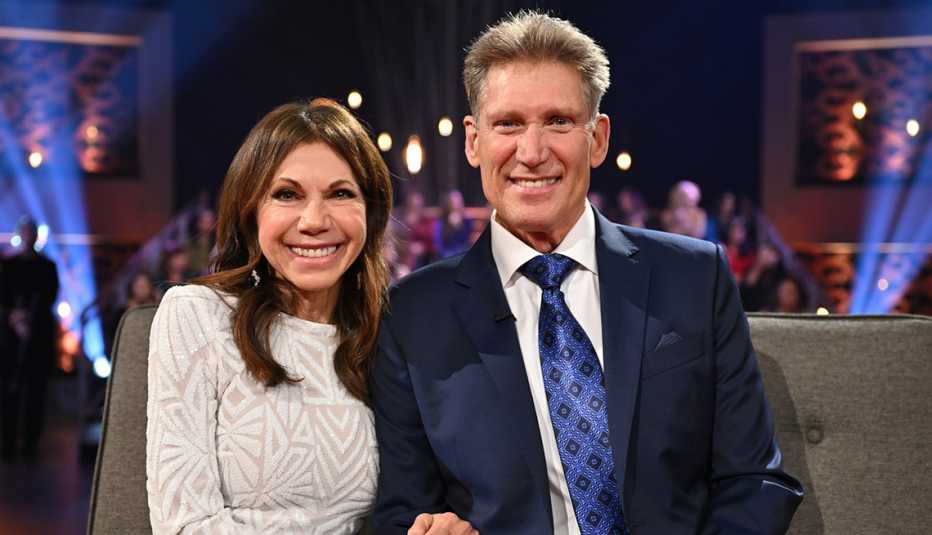Theresa and Gerry Turner together in front of the live studio audience on the finale of &ldquo;The Golden Bachelor.&quot;