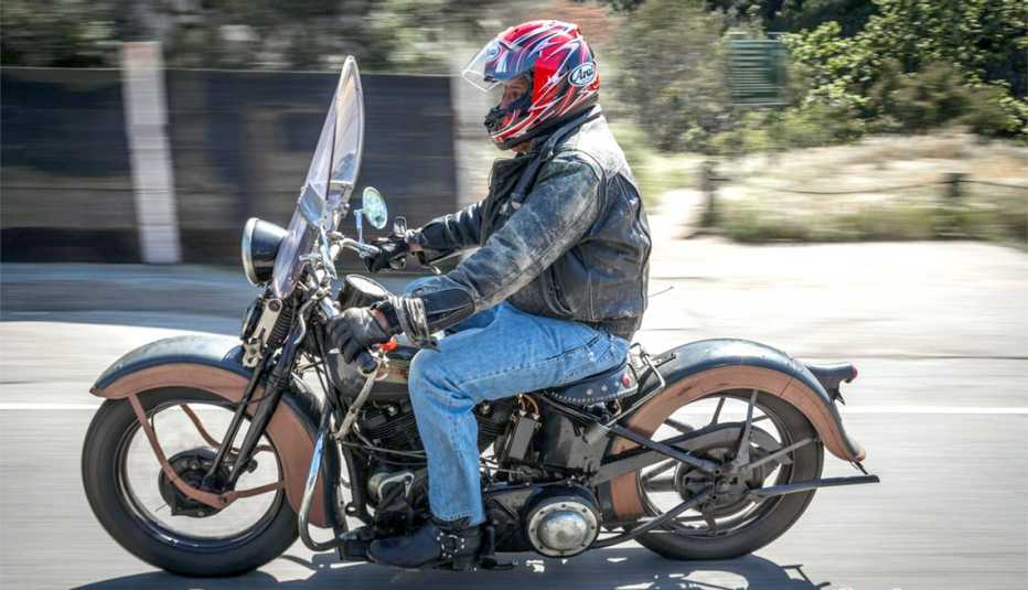 Jay Leno on a 1936 Harley-Davidson Knucklehead