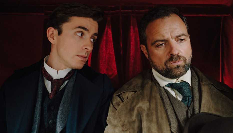 Matthew Beard stars as Max Liebermann and Juergen Maurer as Oskar Rheinhardt in the television show Vienna Blood Matthew Beard stars as Max Liebermann and Juergen Maurer as Oskar Rheinhardt in the television show Vienna Blood