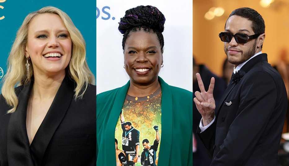 Kate McKinnon, Leslie Jones and Pete Davidson Kate McKinnon, Leslie Jones and Pete Davidson
