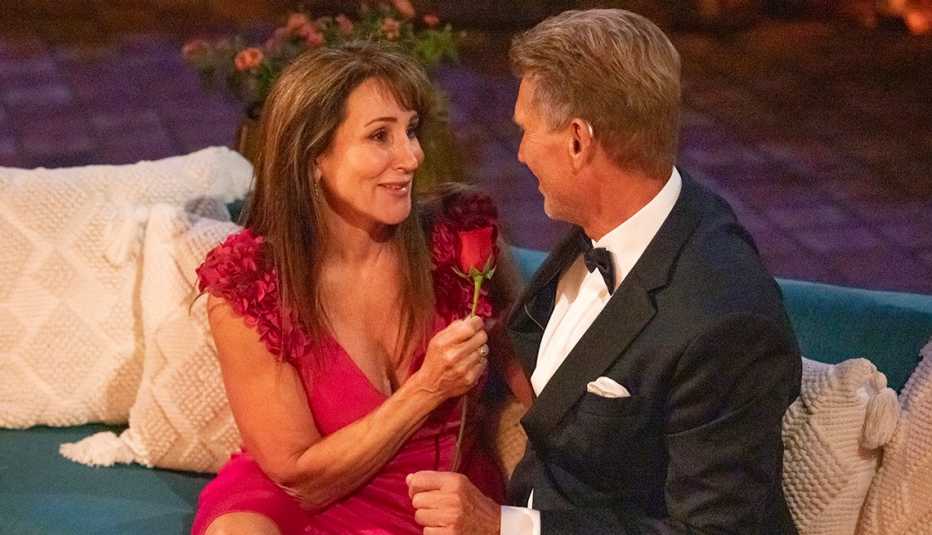 Faith holding a rose while sitting next to Gerry Turner on "The Golden Bachelor." Faith holding a rose while sitting next to Gerry Turner on "The Golden Bachelor."