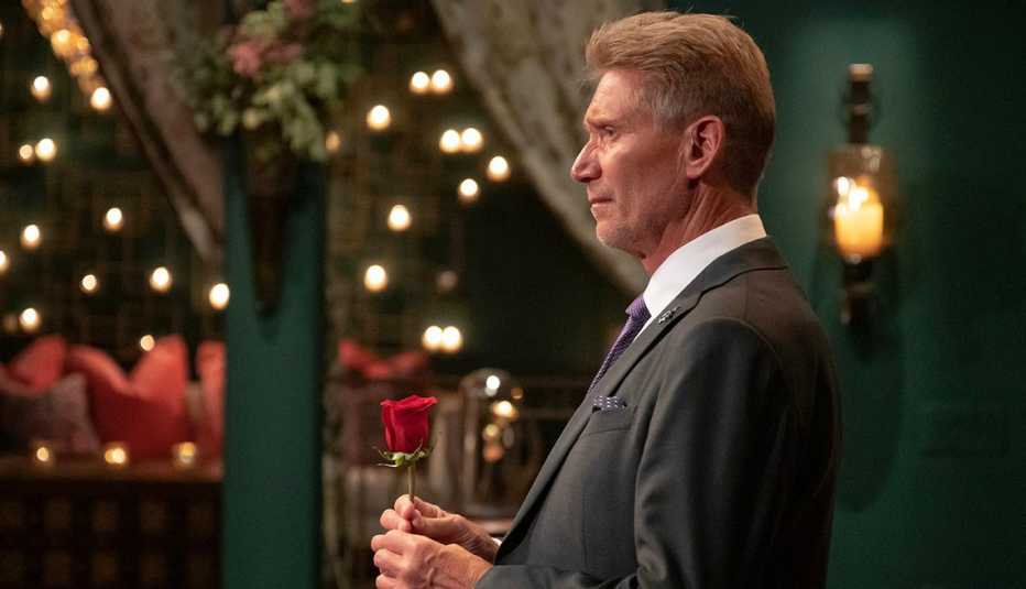"The Golden Bachelor" Gerry Turner holds a rose during the rose ceremony.