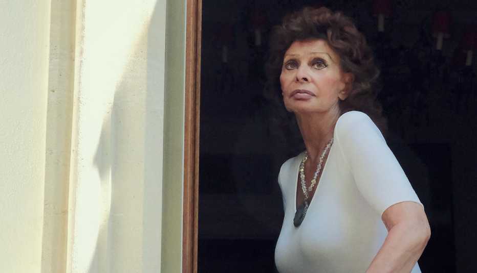 portrait of sophia loren as shot from outside a window