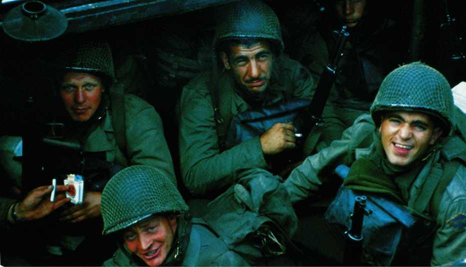 United States Rangers waiting on a boat prior to the D Day invasion