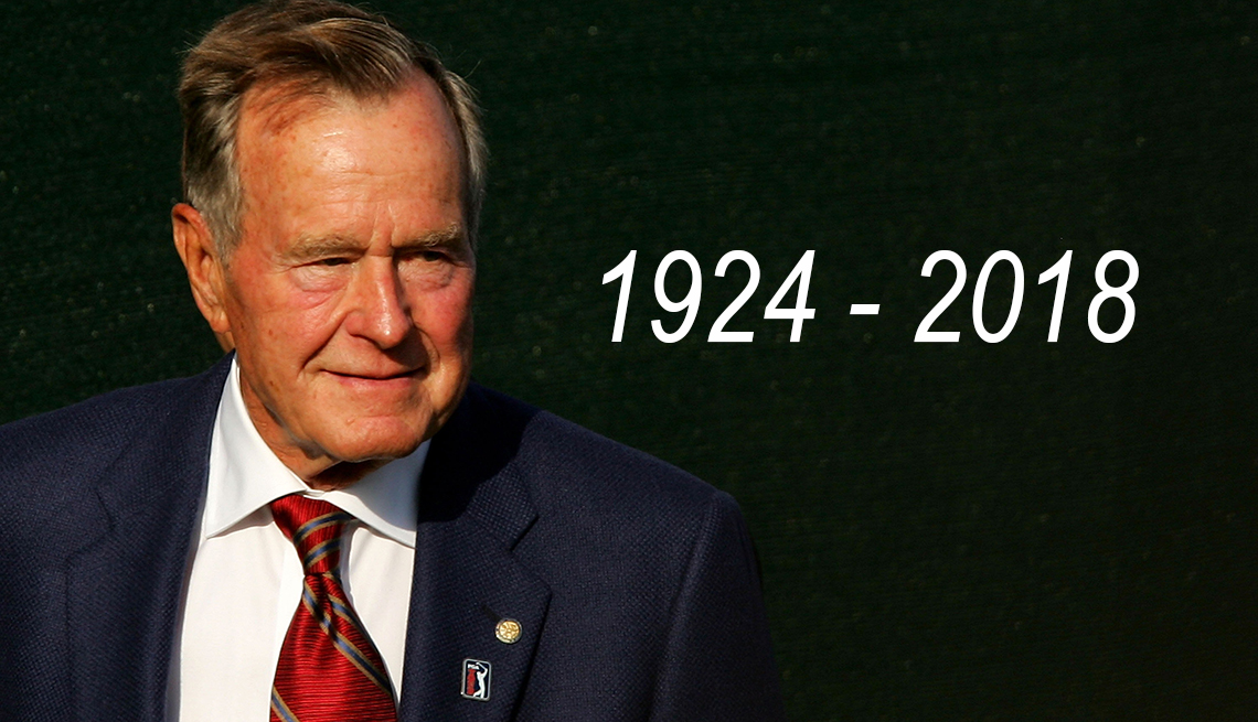 Photo of George H. W. Bush with dates 1924-2018