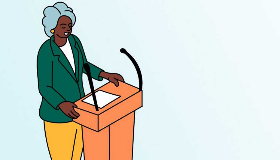 a person speaking behind a lectern