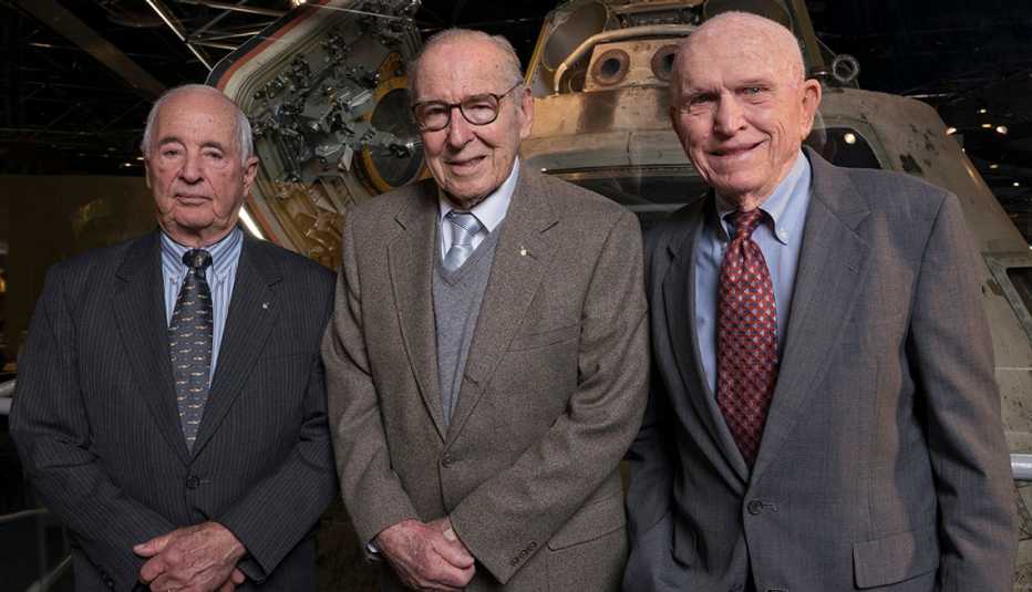 Apollo 8 astronauts stand for a photo