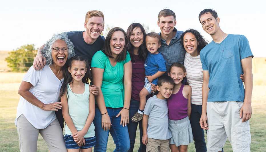 multi-generation family outdoors 