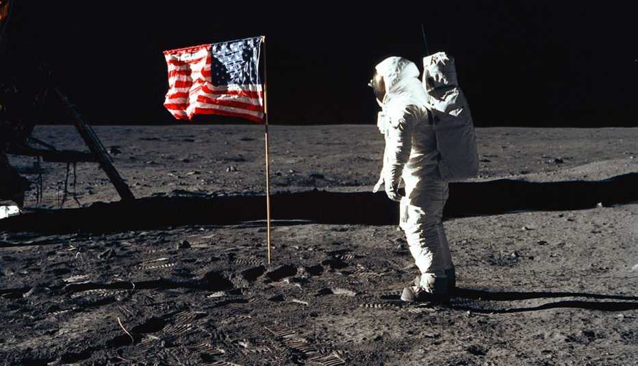 a photo of the first walk on the moon