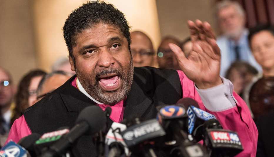 Rev. William Barber speaks at a news conference