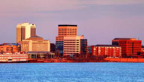 Sunrise on Evansville, Indiana, Ohio River, AARP Foundation Experience Corps Cities