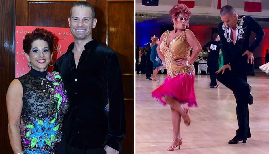 nroa fox and her dance partner plamen danialov shown posing and dancing