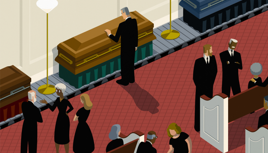 a group of people attending a funeral