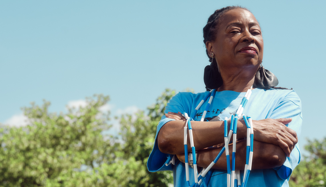 a photo of joy jones holding a jump rope
