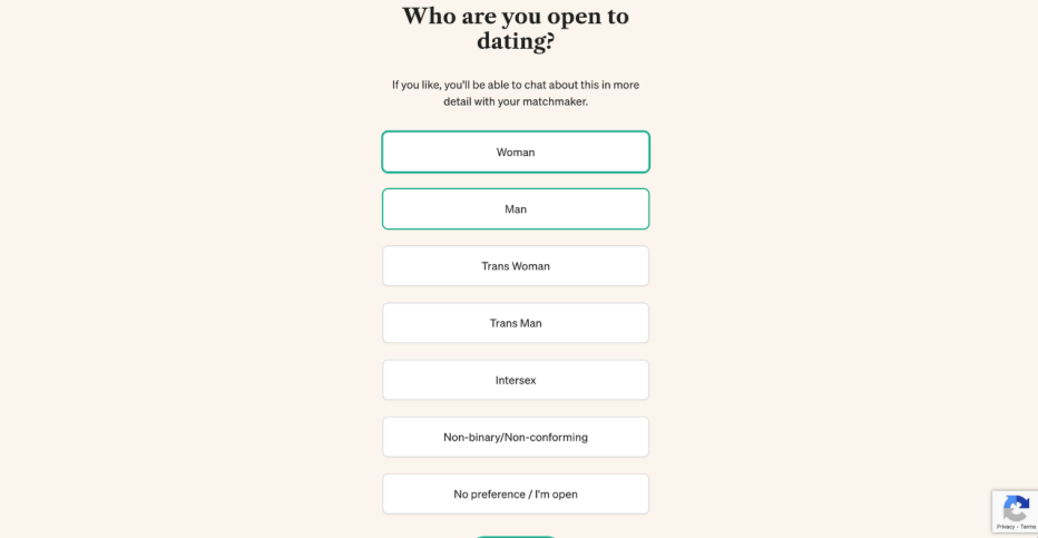 Screenshot of Tawkify’s matching process