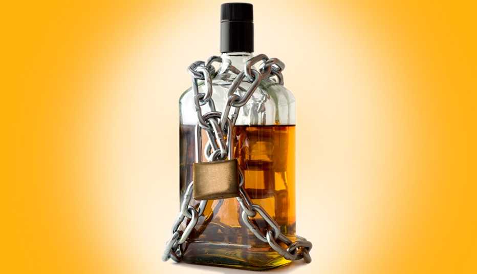 bottle of Alcohol with lock on it