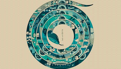 Coiled snake, Lunar New Year