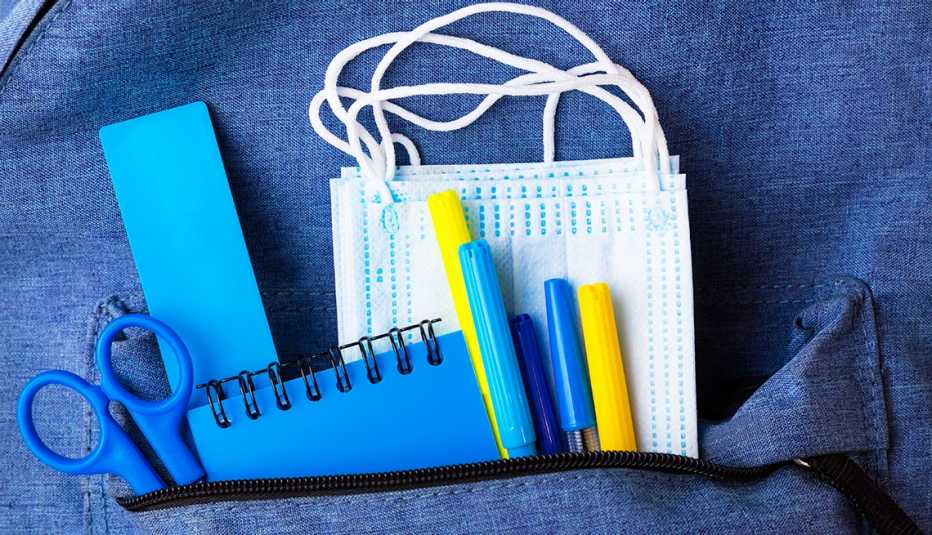 Back to school concept with face mask