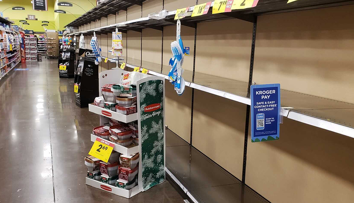 An empty shelf at a store