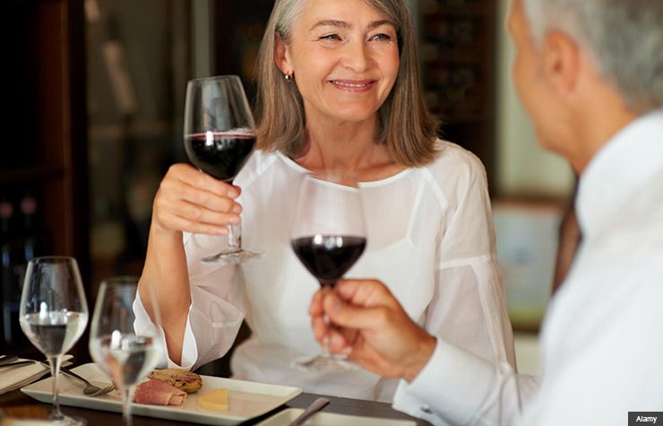 Couple drinking wine at a restaurant