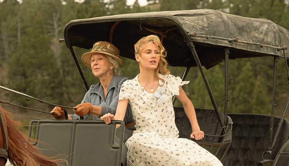 Branagan’s student Helen Mirren with Michelle Randolph on the set of 1923