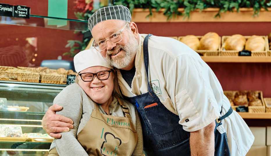 Ezdan Fluckiger and his daughter Eleanor Fluckiger at their bakery, The Bread Doctor, in Torrington, Wyoming, Thursday, December 1, 2022. Ezdan, who has held a career as a doctor, opened the bakery to ensure that Eleanor would have a job and thrive as an adult living with Downs Syndrome. 